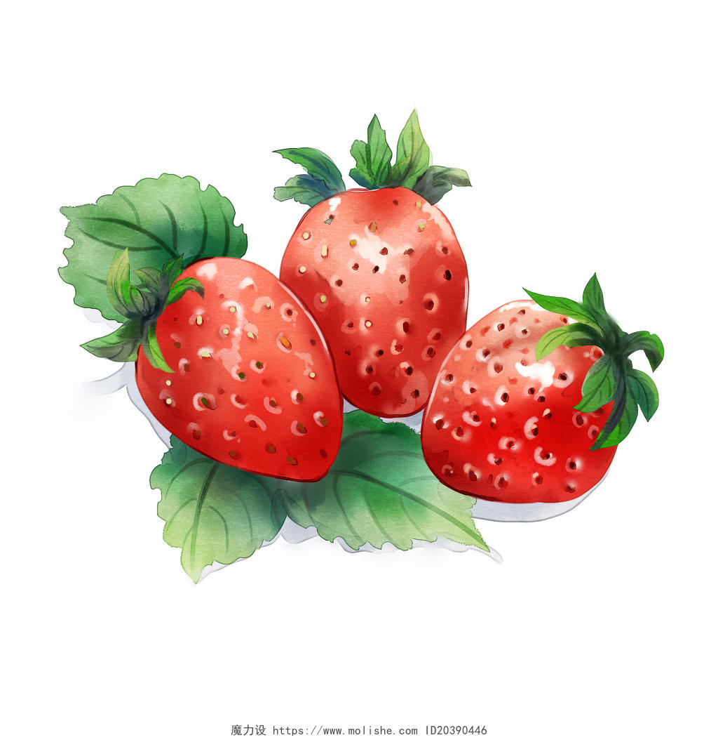 水果手绘水彩风清新草莓